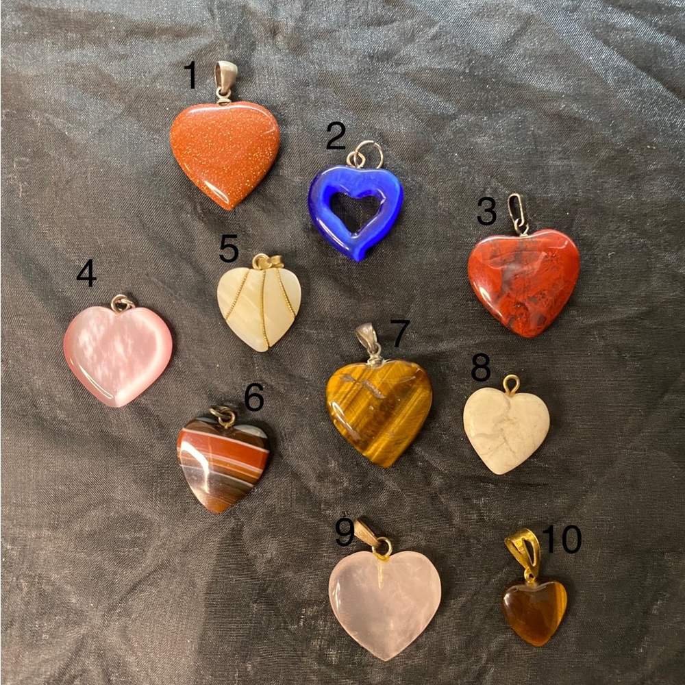 Vintage Natural Stone Heart Charms
